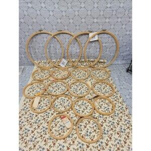 18- Embroidery Hoops Bulk Lot Wood Craft Art Supplies 4 5 10 in. Knit Cross